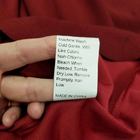 Womens Burgundy Scalloped Neck Long Sleeve Dress Size L Polyester Blend Workwear - Picture 4 of 12